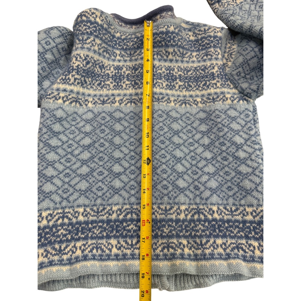 Icewear Icelandic Wool Cardigan Sweater Blue Fair Isle Nordic Pewter Button S - Picture 5 of 11